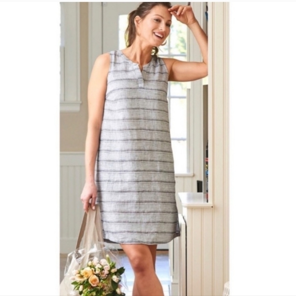 Habitat Striped Linen Shift Dress - Size S